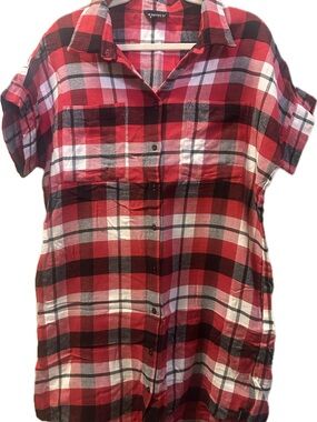 Knotty Red Plaid Button-Front dress